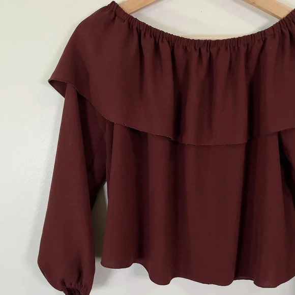 Aritzia  Wilfred Off Shoulder Long Sleeve Morel Blouse - Picture 3 of 12